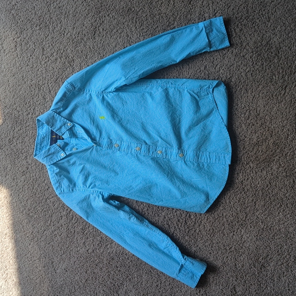 Boys long sleeve Ralph Lauren Polo size 8 blue and white checkered shirt